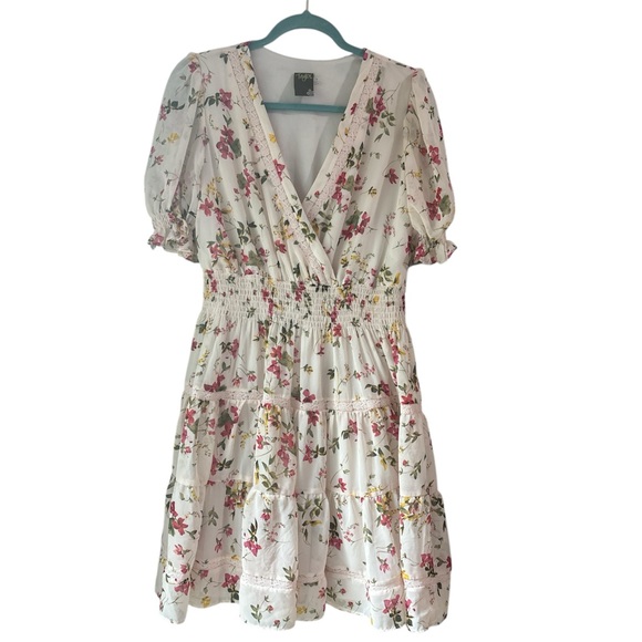 Taylor Dresses & Skirts - Taylor Pink Cream Puff Sleeve V-Neck Sundress